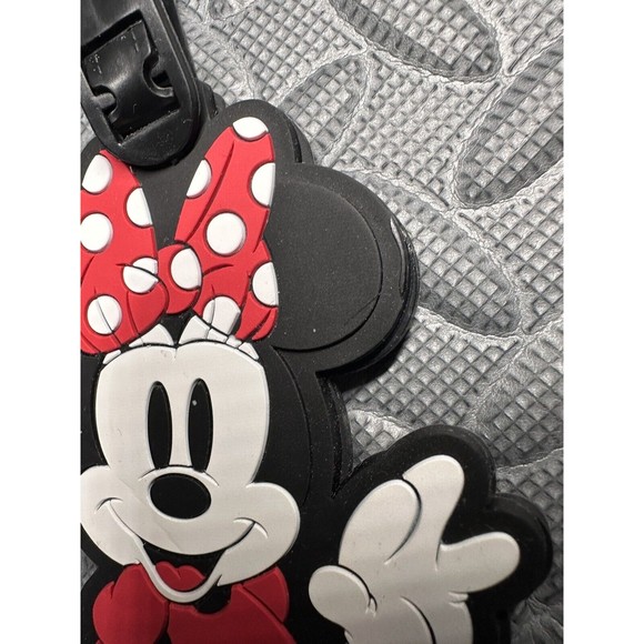 Disney Minnie Mouse Luggage Travel Tag Black Red Rubber Material 6"x4" - Picture 2 of 9